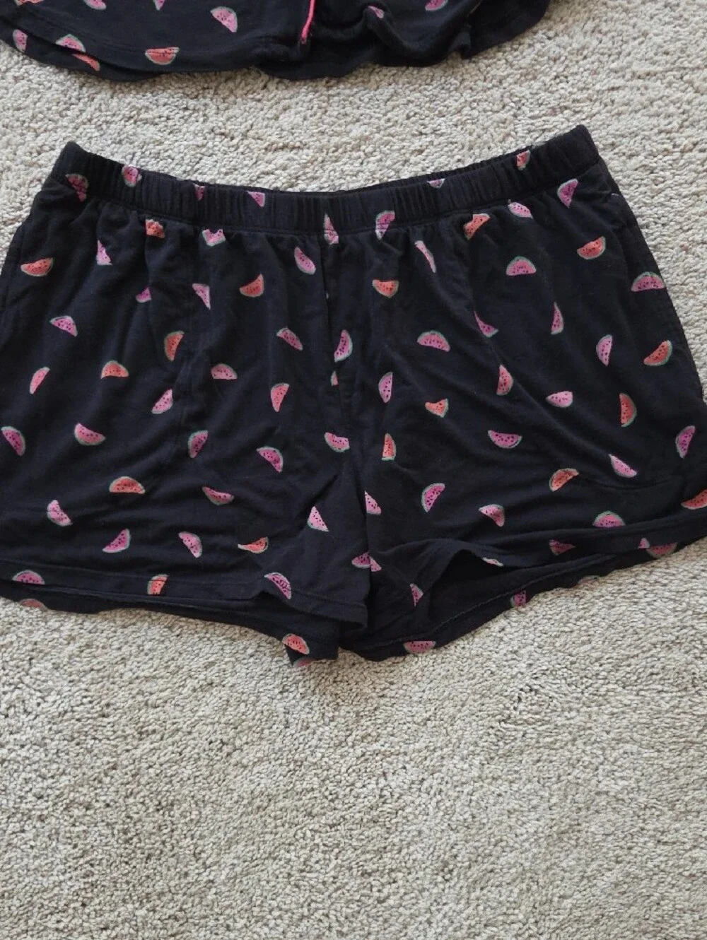 kate spade Black Pajama Set with Pink Watermelon Print